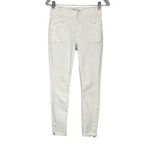 Paige Womens Hoxton Zip Ankle Skinny Jeans Crisp White size 25